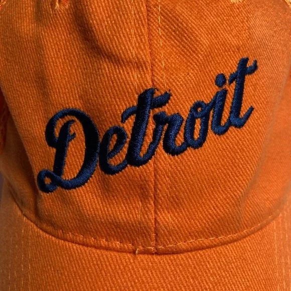 Detroit Cap Hat Adult Orange Fitted Budweiser Great American Lager‎ Embroidered - Picture 2 of 13